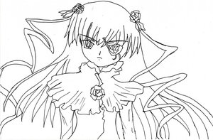 Rating: Safe Score: 0 Tags: 1girl auto_tagged barasuishou dress eyebrows_visible_through_hair flower frown greyscale hair_ribbon image lineart long_hair long_sleeves looking_at_viewer monochrome ribbon rose simple_background solo striped upper_body very_long_hair white_background User: admin
