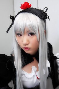 Rating: Safe Score: 0 Tags: 1girl closed_mouth flower frills hairband lips lolita_fashion long_hair looking_at_viewer red_eyes rose silver_hair solo suigintou User: admin