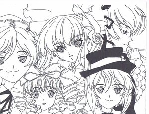 Rating: Safe Score: 0 Tags: 6+girls bow drill_hair flower hair_ornament hat hina_ichigo image long_hair looking_at_viewer monochrome multiple multiple_girls rose shinku short_hair smile souseiseki tagme User: admin