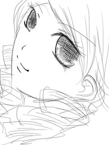 Rating: Safe Score: 0 Tags: 1girl blush close-up eyebrows_visible_through_hair greyscale image kanaria looking_at_viewer monochrome smile solo white_background User: admin