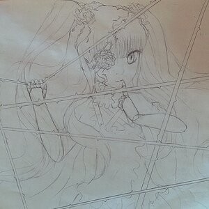 Rating: Safe Score: 0 Tags: 1girl bow_(weapon) breasts holding image kirakishou lineart long_hair looking_at_viewer monochrome smile solo umbrella veil User: admin