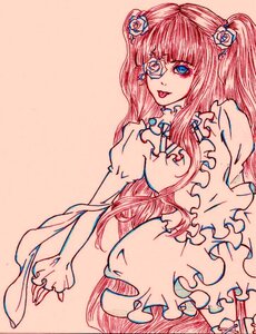 Rating: Safe Score: 0 Tags: 1girl blue_eyes blue_nails flower frills hair_flower hair_ornament image kirakishou long_hair nail_polish pink_hair solo tongue tongue_out two_side_up User: admin