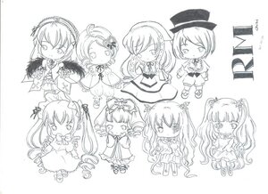 Rating: Safe Score: 0 Tags: 6+girls bow chibi dress drill_hair hair_ornament hat image long_hair monochrome multiple multiple_girls shinku short_hair smile suigintou tagme twintails two_side_up wings User: admin