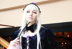 Rating: Safe Score: 0 Tags: 1girl bangs black_ribbon detached_collar hairband indoors lips long_hair long_sleeves looking_at_viewer ribbon silver_hair solo suigintou upper_body User: admin