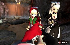 Rating: Safe Score: 0 Tags: 2girls blonde_hair blue_eyes bonnet dress drill_hair image long_hair long_sleeves multiple_girls pair red_dress red_eyes shinku sitting suigintou twintails User: admin