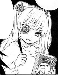 Rating: Safe Score: 0 Tags: 1girl dress eyepatch greyscale holding image kirakishou long_hair long_sleeves looking_at_viewer monochrome open_mouth simple_background solo suigintou upper_body User: admin