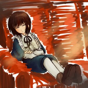 Rating: Safe Score: 0 Tags: 1girl brown_hair closed_eyes image long_sleeves short_hair sitting sleeping solo souseiseki white_legwear User: admin