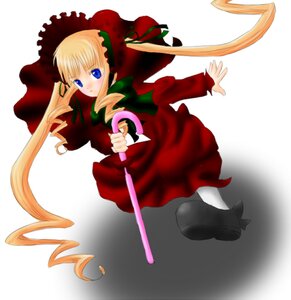 Rating: Safe Score: 0 Tags: 1girl blonde_hair blue_eyes bonnet bow bowtie dress drill_hair full_body green_bow holding image long_hair long_sleeves looking_at_viewer red_dress shinku shoes solo twin_drills twintails very_long_hair User: admin