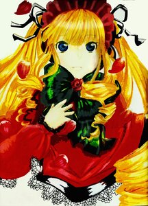 Rating: Safe Score: 0 Tags: 1girl auto_tagged blonde_hair blue_eyes bonnet bow dress drill_hair flower green_bow image long_hair long_sleeves looking_at_viewer rose shinku solo twin_drills User: admin