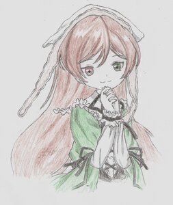 Rating: Safe Score: 0 Tags: 1girl bangs closed_mouth dress frills green_dress green_eyes grey_background hands_clasped hands_together hands_up heterochromia image long_hair long_sleeves looking_at_viewer own_hands_together red_eyes simple_background solo suiseiseki traditional_media upper_body very_long_hair User: admin