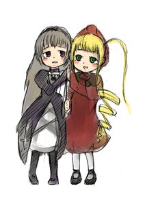 Rating: Safe Score: 0 Tags: 2girls blonde_hair blush bonnet dress drill_hair green_eyes image long_hair long_sleeves multiple_girls pair pantyhose red_dress rose shinku simple_background smile standing suigintou twintails very_long_hair white_background User: admin