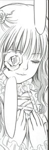 Rating: Safe Score: 0 Tags: 1girl closed_eyes dress flower frills greyscale image kirakishou long_hair monochrome rose solo User: admin