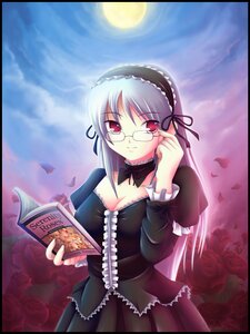 Rating: Safe Score: 0 Tags: 1girl black_border book breasts cleavage cloud flower frills full_moon glasses gothic gothic_lolita hairband image letterboxed lolita_fashion lolita_hairband long_hair moon open_book petals pillarboxed red_eyes red_flower red_rose rose rose_petals silver_hair sky solo suigintou windowboxed User: admin