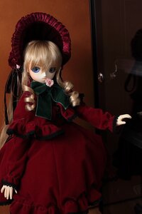 Rating: Safe Score: 0 Tags: 1girl blonde_hair blue_eyes bonnet bow doll dress drill_hair flower frills long_hair long_sleeves looking_at_viewer pink_flower pink_rose red_dress rose shinku solo standing twin_drills twintails User: admin