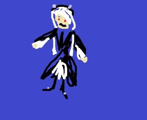 Rating: Safe Score: 0 Tags: 1girl blue_background dress hood image long_sleeves red_eyes simple_background solo standing suigintou white_hair User: admin