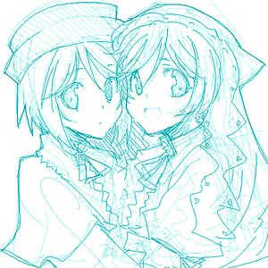 Rating: Safe Score: 0 Tags: 2girls blue_theme blush image looking_at_viewer monochrome open_mouth pair sketch souseiseki suiseiseki User: admin