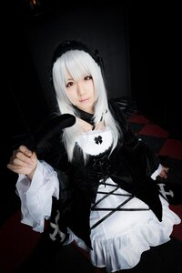 Rating: Safe Score: 0 Tags: 1girl checkered checkered_floor dress frills gothic_lolita hairband lips lolita_fashion long_hair long_sleeves looking_at_viewer red_eyes rose silver_hair solo suigintou white_hair wings User: admin