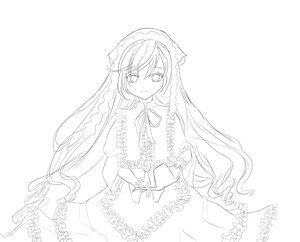 Rating: Safe Score: 0 Tags: 1girl dress eyebrows_visible_through_hair frills greyscale holding image long_hair looking_at_viewer monochrome neck_ribbon ribbon solo striped suiseiseki vertical-striped_dress vertical_stripes very_long_hair User: admin