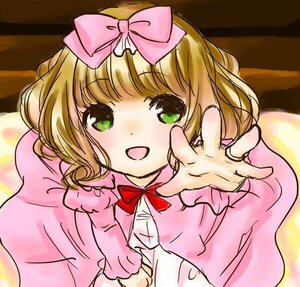 Rating: Safe Score: 0 Tags: 1girl :d bangs blonde_hair blunt_bangs blush bow dress green_eyes hair_bow hina_ichigo hinaichigo image indoors long_sleeves looking_at_viewer open_mouth pink_bow pink_dress short_hair smile solo upper_body User: admin