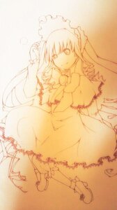 Rating: Safe Score: 0 Tags: 1girl bangs dress frills full_body image long_hair long_sleeves looking_at_viewer monochrome shinku solo User: admin