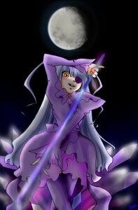 Rating: Safe Score: 0 Tags: 1girl barasuishou eyepatch full_moon image long_hair moon night red_moon silver_hair skirt solo thighhighs weapon yellow_eyes User: admin