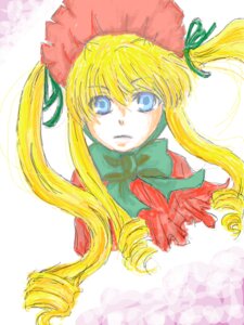 Rating: Safe Score: 0 Tags: 1girl blonde_hair blue_eyes bow bowtie dress drill_hair green_bow green_neckwear hat image long_hair looking_at_viewer shinku simple_background solo twin_drills twintails upper_body white_background User: admin