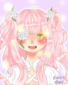Rating: Safe Score: 0 Tags: 1girl :d artist_name blush dated flower hair_flower hair_ornament happy_birthday image kirakishou long_hair looking_at_viewer open_mouth pink_hair signature smile solo white_flower yellow_eyes User: admin