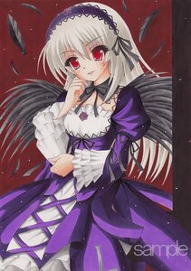 Rating: Safe Score: 0 Tags: 1girl :p bad_id bad_pixiv_id bird black_feathers black_wings bow detached_collar dress feathered_wings feathers flower frilled_dress frilled_sleeves frills gothic_lolita hairband head_tilt image juliet_sleeves lolita_fashion long_hair long_sleeves looking_at_viewer munmu photoshop_(medium) puffy_sleeves red_eyes rose rozen_maiden sample silver_hair simple_background solo suigintou tongue_out traditional_media wings User: admin
