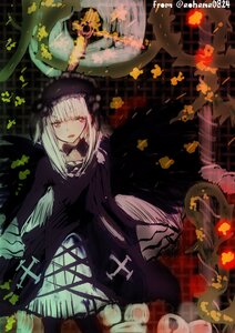 Rating: Safe Score: 0 Tags: 1girl black_dress dress flower image long_hair long_sleeves red_eyes solo suigintou wings User: admin