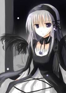 Rating: Safe Score: 0 Tags: 1girl bangs black_ribbon black_wings closed_mouth commentary_request dress frills hairband image long_hair long_sleeves looking_at_viewer mashayuki ribbon rozen_maiden silver_hair sketch solo suigintou very_long_hair white_hair wings User: admin