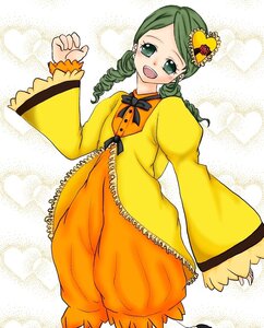 Rating: Safe Score: 0 Tags: 1girl :d dress drill_hair frills green_eyes green_hair hair_ornament heart heart_hair_ornament image kanaria long_hair long_sleeves open_mouth smile solo yellow_dress User: admin