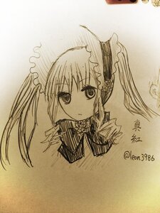 Rating: Safe Score: 0 Tags: 1girl bow closed_mouth expressionless image long_hair looking_at_viewer monochrome photo shinku solo traditional_media twintails User: admin