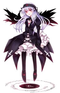 Rating: Safe Score: 0 Tags: 1girl black_dress black_wings boots dress feathers frilled_sleeves frills full_body hairband image long_hair long_sleeves looking_at_viewer puffy_sleeves red_eyes silver_hair solo suigintou white_background wings User: admin