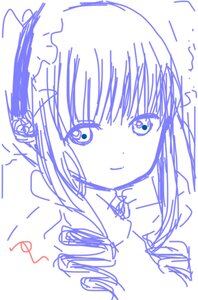Rating: Safe Score: 0 Tags: 1girl bangs bare_shoulders blush closed_mouth eyebrows_visible_through_hair flower hair_flower hair_ornament image looking_at_viewer monochrome shinku simple_background sketch smile solo User: admin