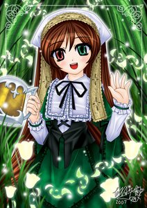 Rating: Safe Score: 0 Tags: 1girl :d brown_hair dress frills green_dress green_eyes head_scarf heterochromia image long_hair long_sleeves looking_at_viewer open_mouth red_eyes smile solo suiseiseki twintails very_long_hair watering_can User: admin