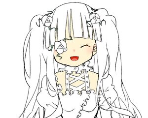 Rating: Safe Score: 0 Tags: 1girl bangs blush closed_eyes detached_collar dress facing_viewer flower hair_flower image kirakishou long_hair open_mouth puffy_sleeves simple_background smile solo twintails upper_body white_background white_hair User: admin