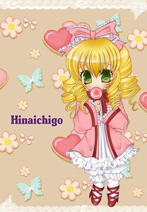 Rating: Safe Score: 0 Tags: 1girl blonde_hair bloomers blue_butterfly bow bug butterfly character_name dress drill_hair flower food frills green_eyes hina_ichigo hinaichigo image insect pantyhose pink_bow shoes solo white_legwear User: admin