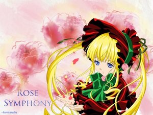 Rating: Safe Score: 0 Tags: 1girl blonde_hair blue_eyes bonnet bow bowtie dress flower green_bow green_neckwear image long_hair long_sleeves red_dress rose shinku sidelocks solo twintails User: admin