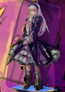 Rating: Safe Score: 0 Tags: 1girl dress frills full_body hairband image long_hair long_sleeves looking_at_viewer red_eyes solo standing suigintou User: admin