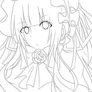 Rating: Safe Score: 0 Tags: 1girl bangs blunt_bangs blush eyebrows_visible_through_hair flower greyscale image lineart long_hair looking_at_viewer monochrome rose shinku solo User: admin