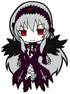 Rating: Safe Score: 0 Tags: 1girl black_wings chibi dress flower frills full_body hairband image long_hair long_sleeves red_eyes rose silver_hair simple_background solo standing suigintou white_background wings User: admin