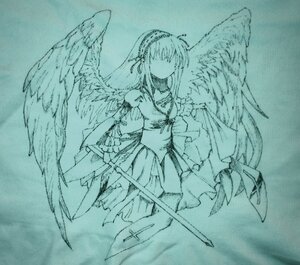 Rating: Safe Score: 0 Tags: 1girl angel_wings blue_theme dress feathered_wings holding image long_hair monochrome solo suigintou traditional_media weapon wide_sleeves wings User: admin