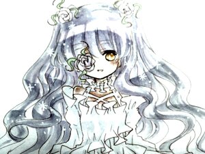 Rating: Safe Score: 0 Tags: 1girl dress eyepatch flower frills hair_flower hair_ornament image kirakishou long_hair rose solo very_long_hair wavy_hair white_dress white_flower white_rose yellow_eyes User: admin