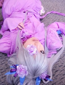 Rating: Safe Score: 0 Tags: 1girl animal_ears barasuishou dress flower hair_flower hair_ornament long_sleeves nail_polish purple_nails purple_theme solo twintails User: admin