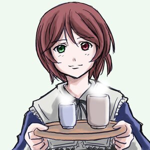 Rating: Safe Score: 0 Tags: 1girl blue_dress brown_hair cup frilled_shirt_collar frills green_eyes heterochromia holding image long_sleeves looking_at_viewer red_eyes short_hair simple_background smile solo souseiseki suiseiseki upper_body User: admin