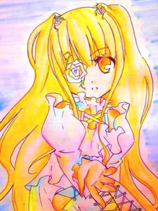 Rating: Safe Score: 0 Tags: 1girl blonde_hair dress eyepatch flower frills hair_flower hair_ornament image kirakishou long_hair pink_flower rose solo traditional_media two_side_up yellow_eyes User: admin