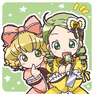 Rating: Safe Score: 0 Tags: 2girls blonde_hair bow drill_hair green_eyes green_hair hair_bow hina_ichigo hinaichigo image kanaria long_hair long_sleeves multiple_girls open_mouth pair pink_bow smile User: admin