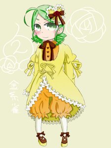 Rating: Safe Score: 0 Tags: 1girl arms_behind_back bow flower full_body green_eyes green_hair hair_ornament heart image kanaria pantyhose rose short_hair smile solo User: admin