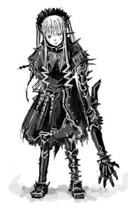 Rating: Safe Score: 0 Tags: 1girl armor boots greyscale image long_hair monochrome solo standing suigintou weapon User: admin