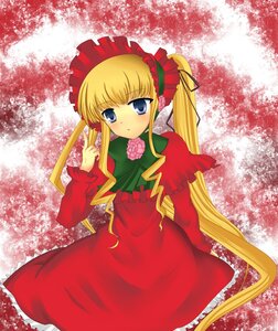 Rating: Safe Score: 0 Tags: 1girl blonde_hair blue_eyes bonnet bow bowtie dress frills green_bow green_neckwear image long_hair long_sleeves looking_at_viewer red_dress shinku sidelocks solo standing twintails very_long_hair User: admin